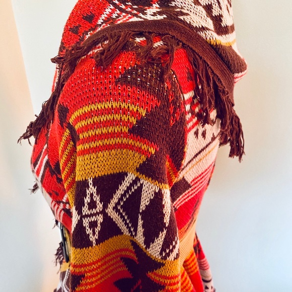 Billabong Tribal Fringe Shawl Poncho Size Small - Picture 3 of 6